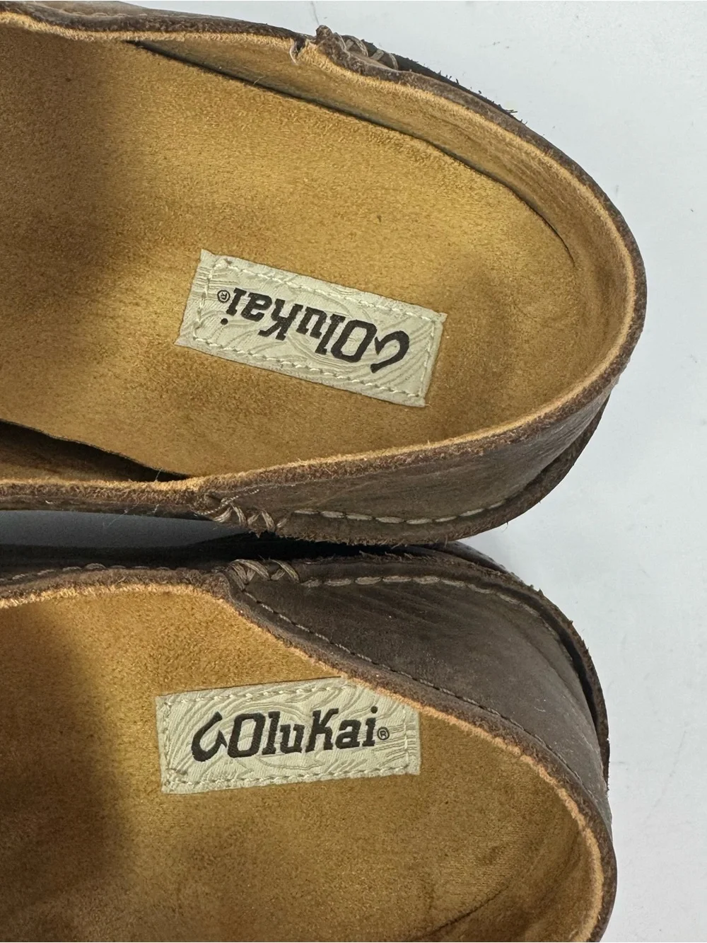 OluKai Moloa Brown Leather Slip On Loafers  Mens Size 13 Casual Shoes